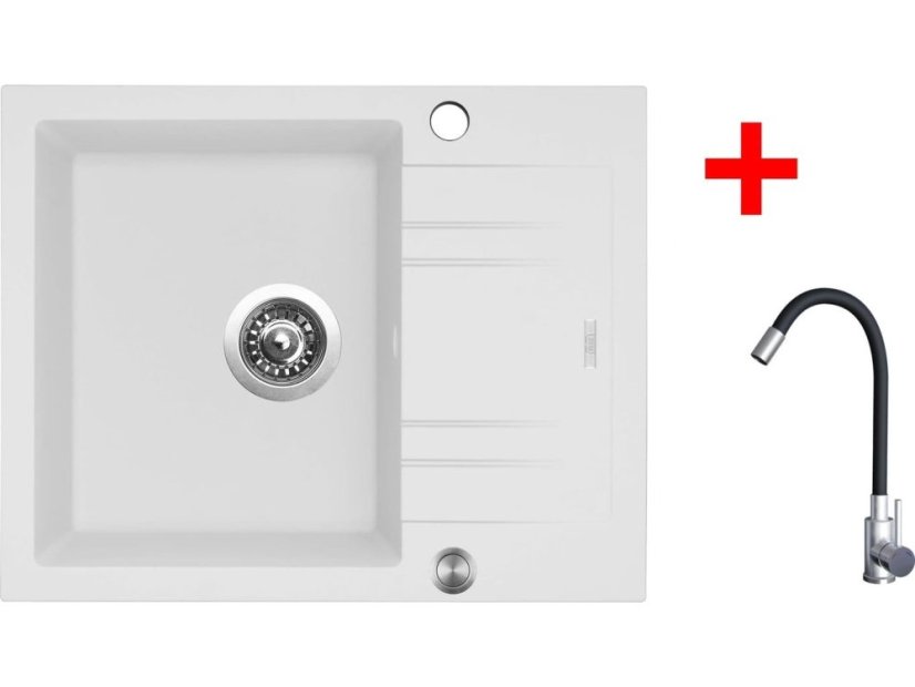 Sinks LINEA 600 XC Milk + Elasta nerez/černá