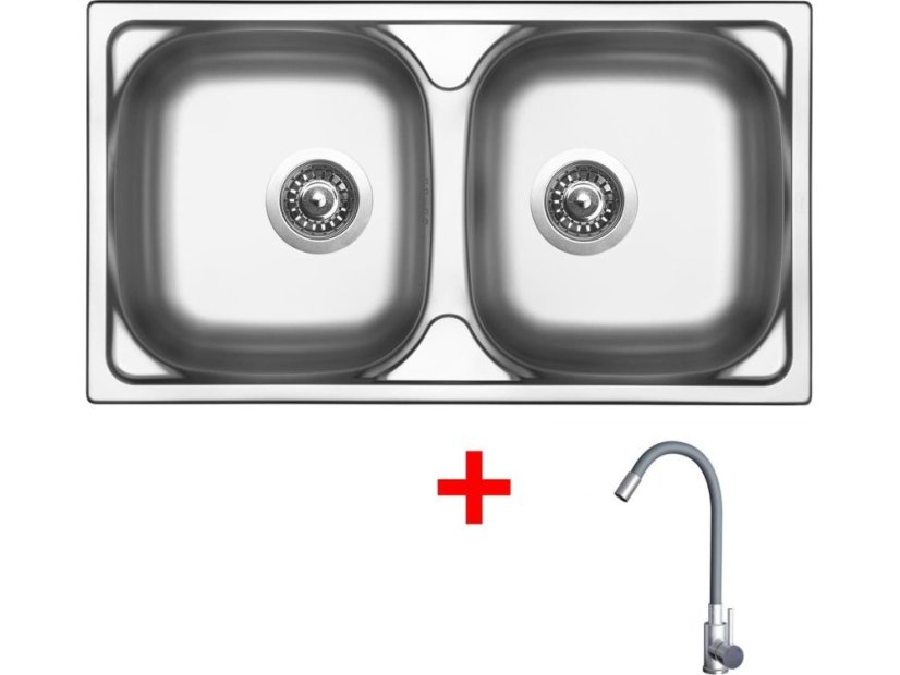 Sinks OKIO 780 DUO + ELASTA nerez/sivá