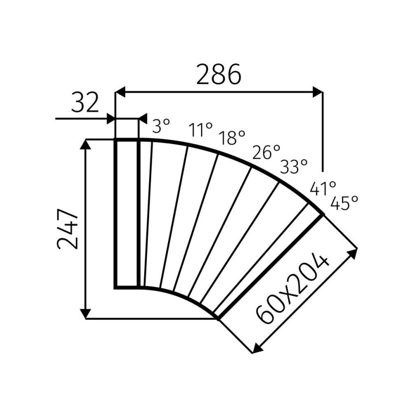 Oblouk horizontální 204x60