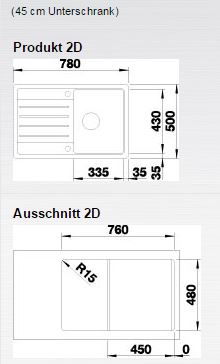 Granitový dřez Blanco LEGRA 45 S šedá vulkán