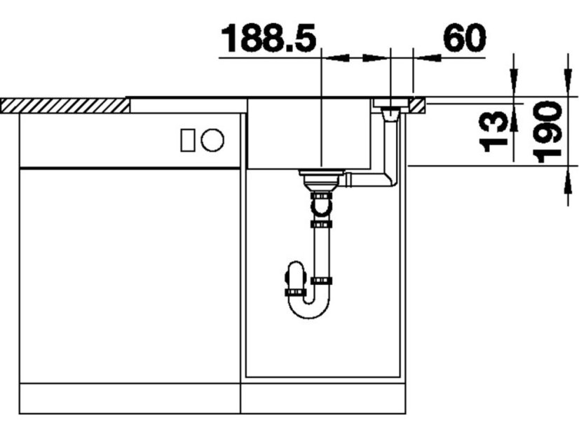 Granitový dřez Blanco AXIA III 45 S InFino antracit dřez vpravo s excentrem přísluš. sklo