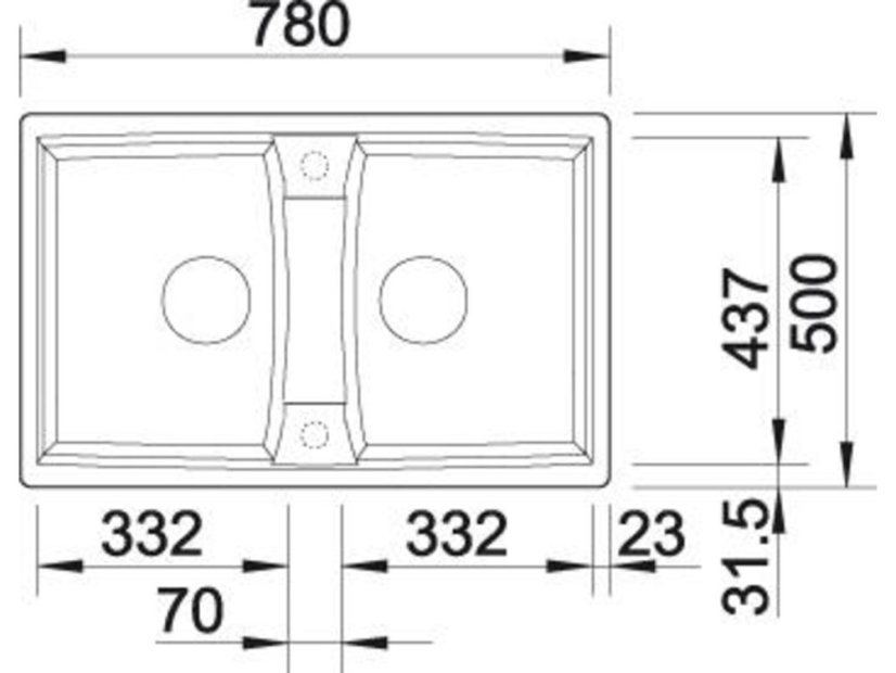 Granitový drez Blanco LEXA 8 InFino biela obojstranný bez excentru