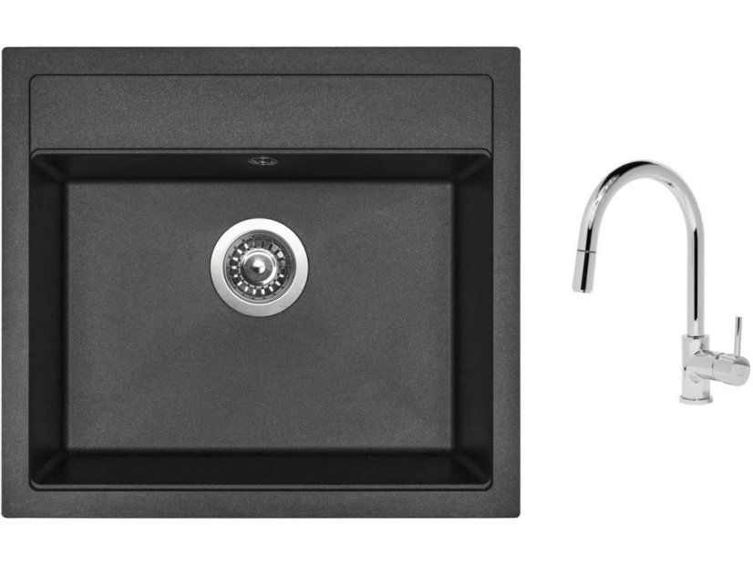 Set Sinks SOLO 560 Metalblack + baterie Sinks MIX 35 P chrom