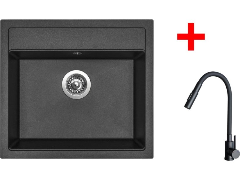 Set Sinks Solo 560 Metalblack + Elasta S černá matná