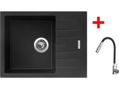 Sinks PERFECTO 650 Metalblack + ELASTA S nerez/čierná