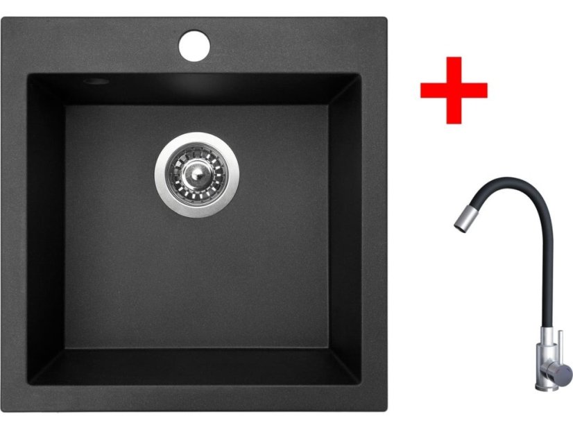 Sinks VIVA 455 Metalblack + Elasta nerez/čierná