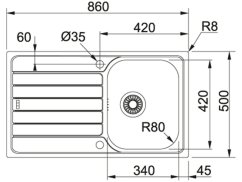 Nerezový dřez Franke SKX 611-86  Nerez