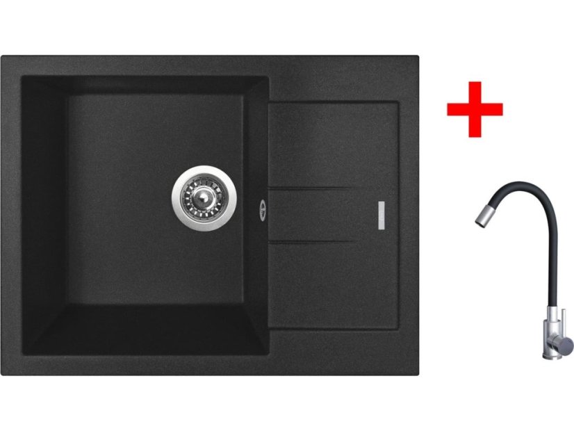 Sinks AMANDA 650 Metalblack + Elasta nerez/čierná