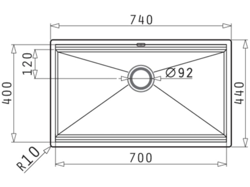 Nerezový drez Pyramis Zeus 70 x 40 1B