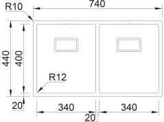 Nerezový drez Sinks BOX 740 DUO FI 1,0mm