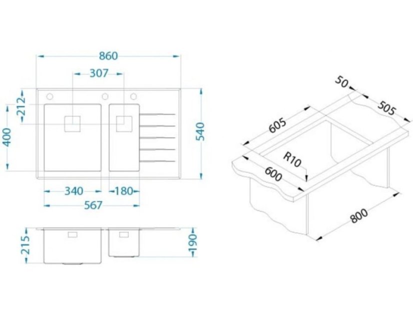 Sklenený drez Alveus Crystalix 20 P biely