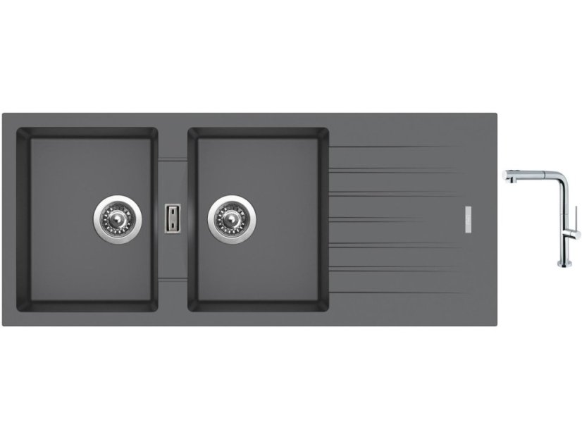 Set Sinks PERFECTO 1160 DUO Titanium + baterie Sinks SLIM S2 kartáčovan