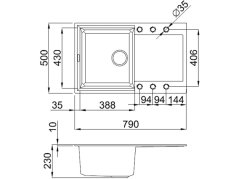 Granitový dřez Elleci Easy 300 G40 nákres