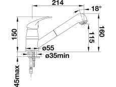 Dřezová baterie Blanco Daras-S nákres Dřezová baterie Blanco Daras-S nákres