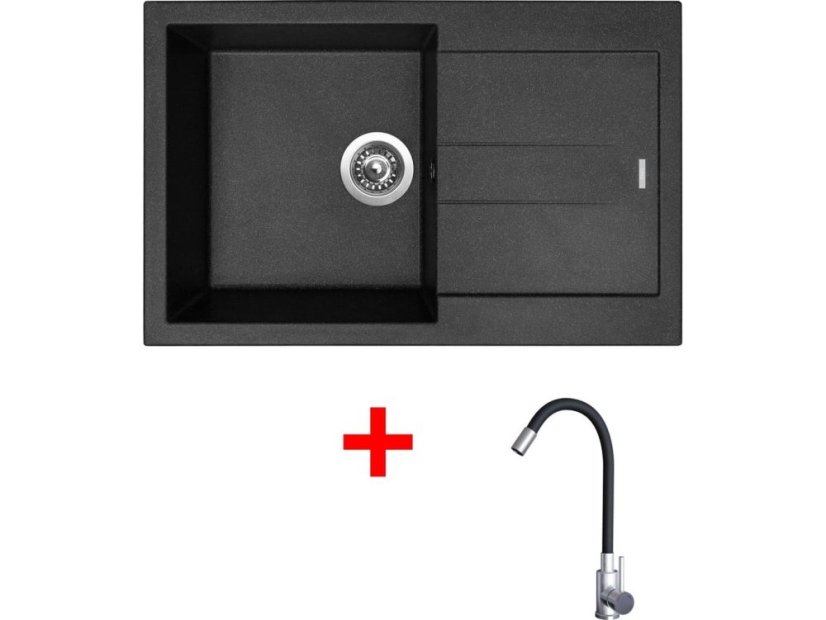 Set Sinks Amanda 780 Granblack + Elasta nerez/černá
