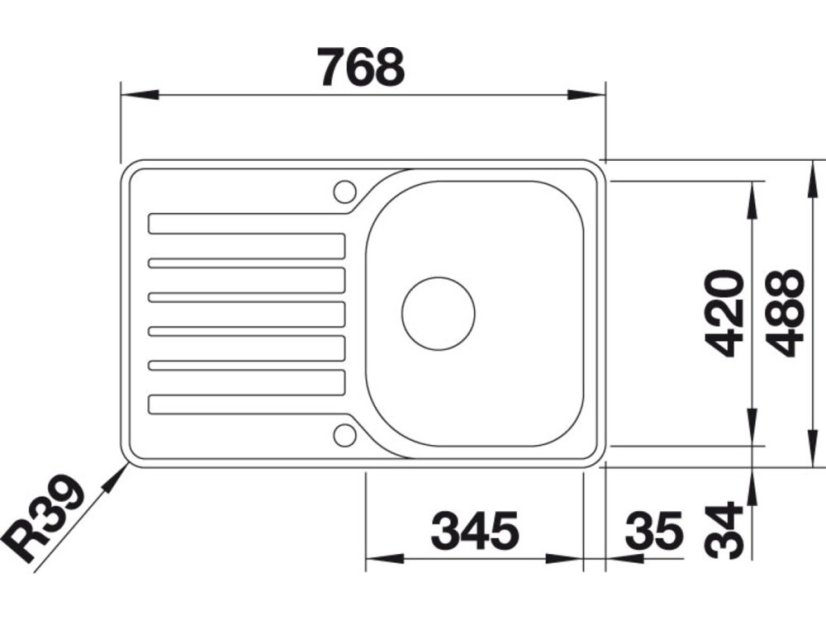 Nerezový dřez Blanco LANTOS 45 S IF Compact Nerez kartáčovaný s excentrem