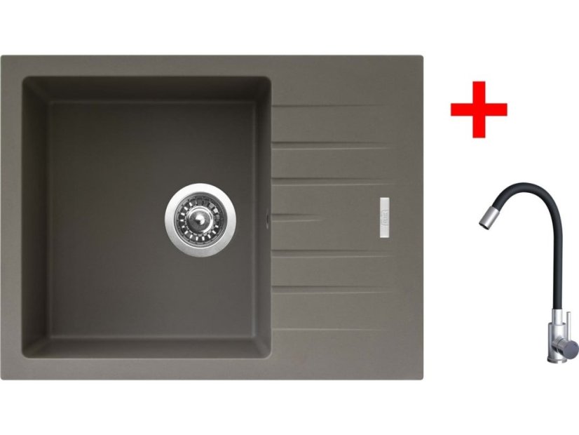 Sinks PERFECTO 650 Truffle + Elasta nerez/černá