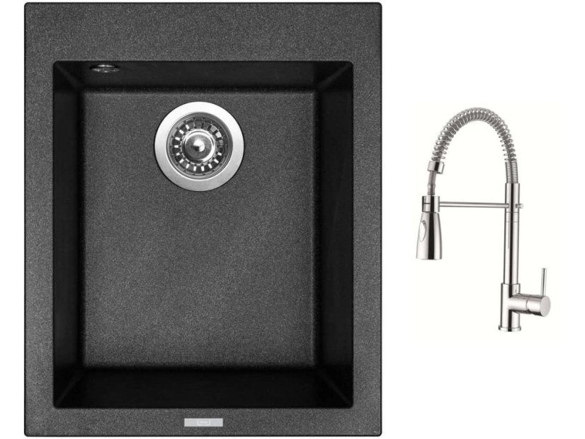 Set Sinks CUBE 410 Metalblack + baterie Sinks MIX 35 PROF S chrom