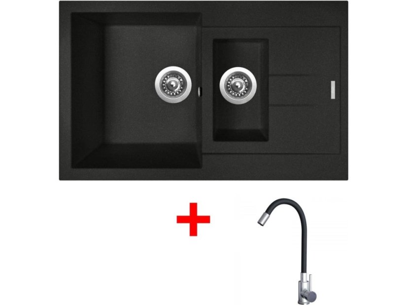 Set Sinks Amanda 780.1 Metalblack + Elasta nerez/černá