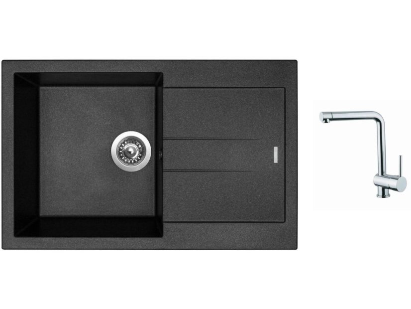 Set Sinks AMANDA 780 Metalblack + baterie Sinks MIX 3 chrom