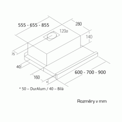 CATA TF 2003 DurAlum Bezotisk Nerez Výsuvná 600