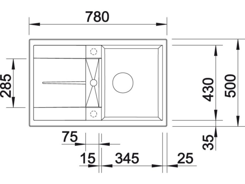 Granitový dřez Blanco METRA 45 S bílá - s excentrem