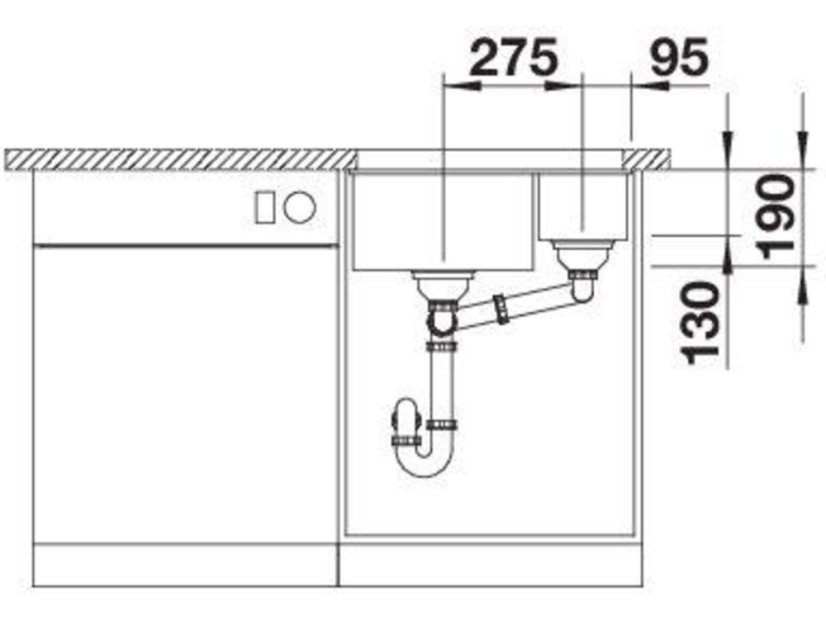 Granitový drez Blanco Rotan 340/160 U biela, bez tiahla, drez vľavo