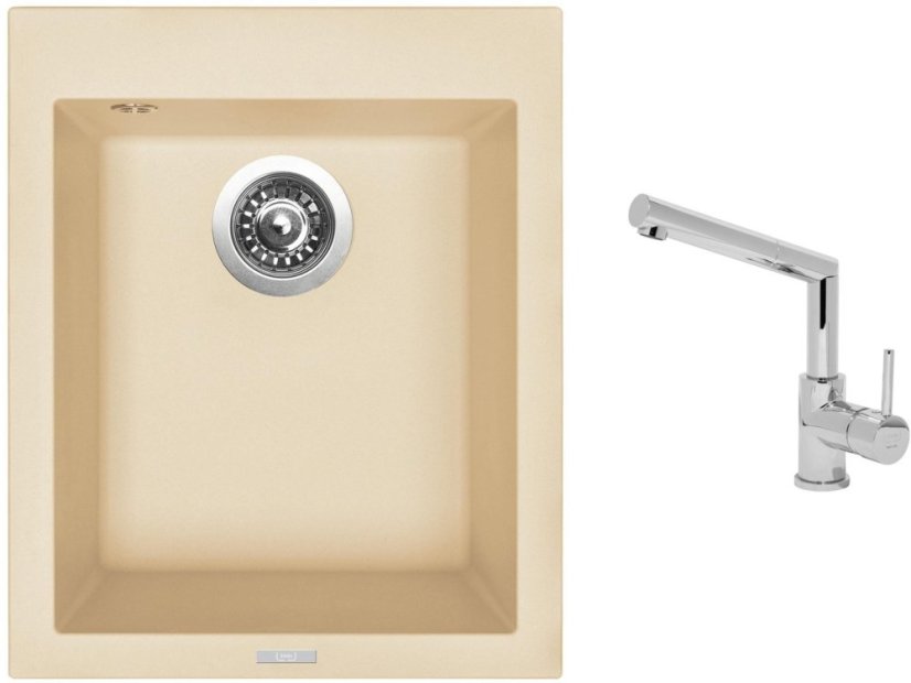 Set Sinks CUBE 410 Sahara + batéria Sinks MIX 350 P chróm