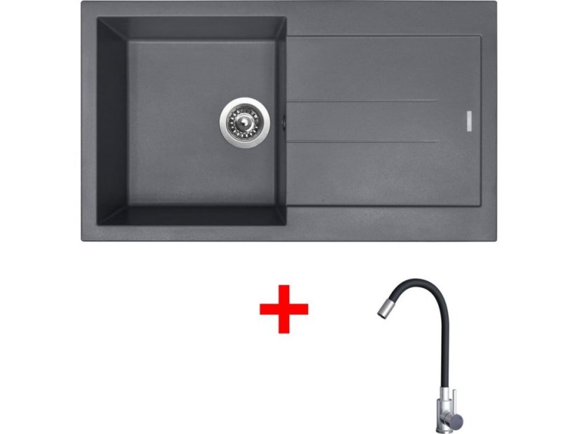 Set Sinks Amanda 860 Titanium + Elasta nerez/černá