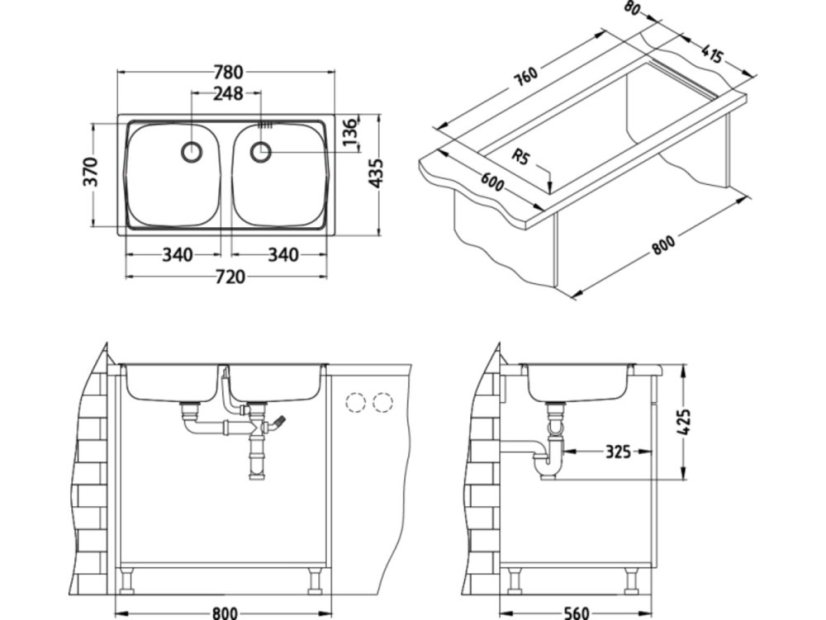 Nerezový dvojdrez Alveus Basic 160 - 2