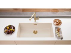 Odtoková sada InFino s přepadem C-overflow, saténově zlatá Gold Edition pro dva dřezy