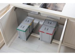 Vstavaný odpadkový kôš Elletipi ECOFIL - výsuvný, s rámom, 18+18 l - 2