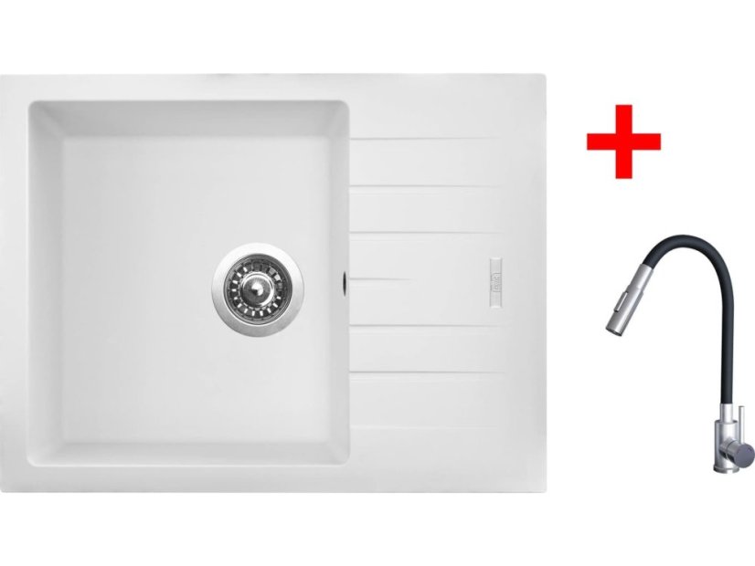 Sinks PERFECTO 650 Milk + ELASTA S nerez/černá