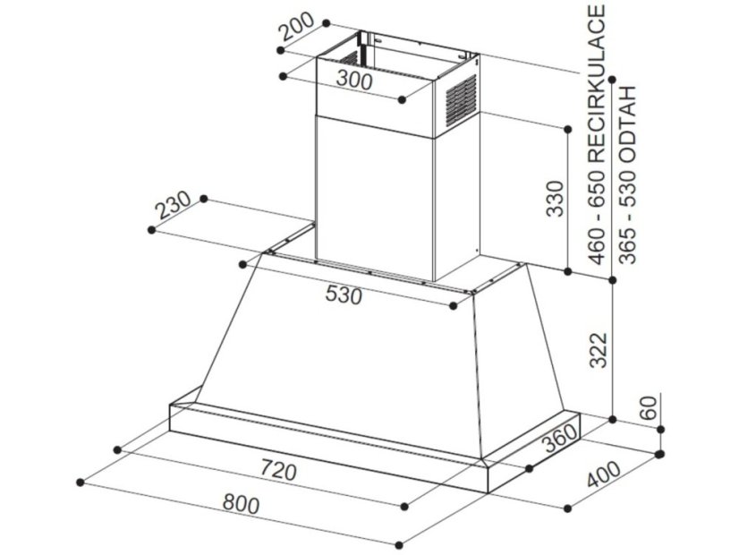 Komínová digestoř Faber THEA EV8 DG MATT A80 bez rámu