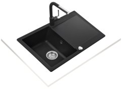 Granitový dřez Teka CLIVO 45 B-TQ 1B 1D Černá metalická
