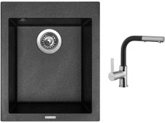 Set Sinks CUBE 410 Metalblack + baterie Sinks ENIGMA S Metalblack