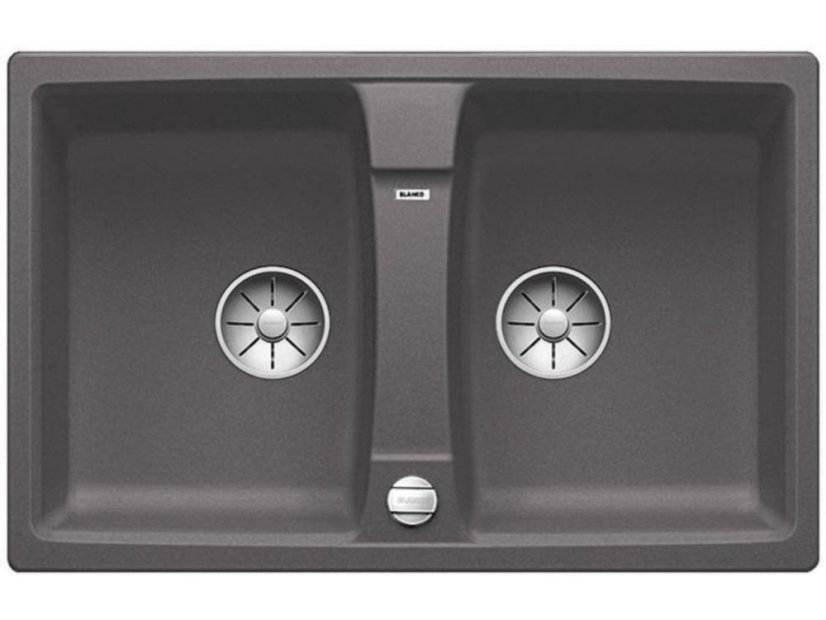 Granitový drez Blanco LEXA 8 InFino sivá skala obojstranný s excentrom