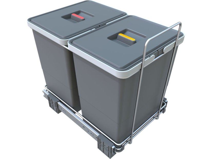 Vstavaný odpadkový kôš Elletipi ECOFIL - výsuvný, s rámom, 18+18 l - 1