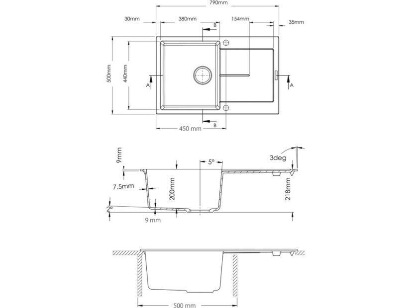 Sinks ULTIMA 790 Pureblack + Vitalia čierná matná