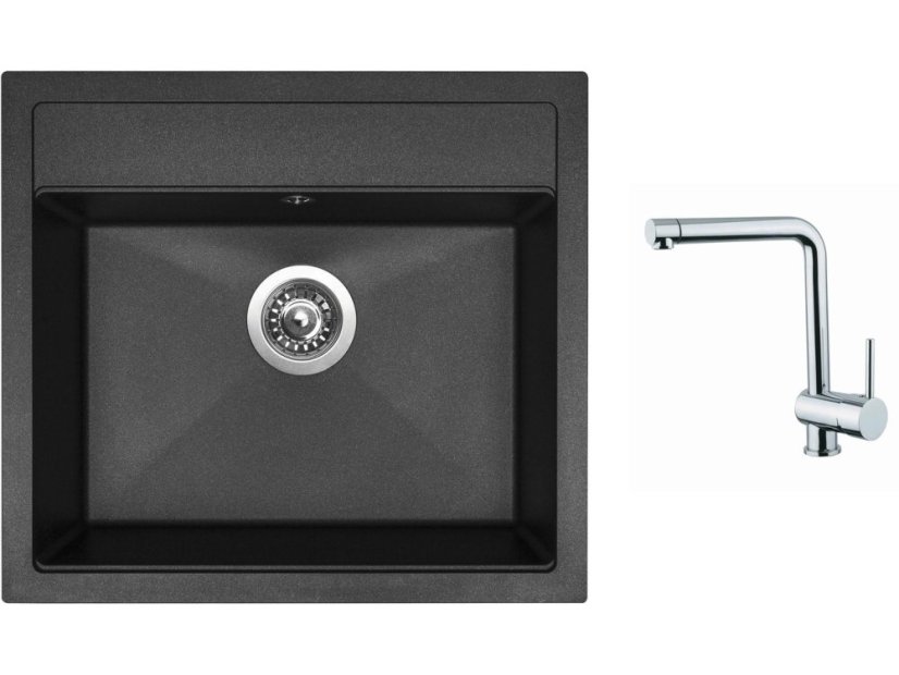 Set Sinks SOLO 560 Granblack + baterie Sinks MIX 3 chrom