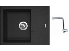 Set Sinks LINEA 600 N Granblack + batéria Sinks MIX 3 chróm