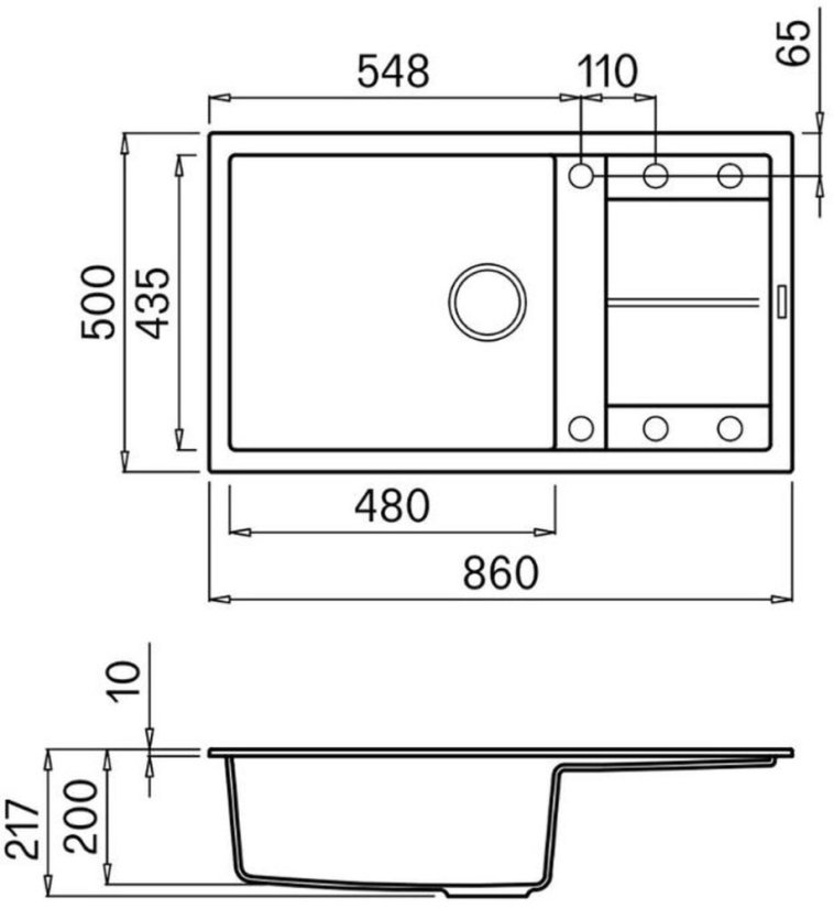 Granitový drez Elleci Unico 410 Black K86