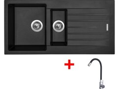 Set Sinks Perfecto 1000.1 Pureblack + Elasta nerez/čierná