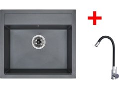 Sinks SOLO 560 Titanium + Elasta nerez/čierná