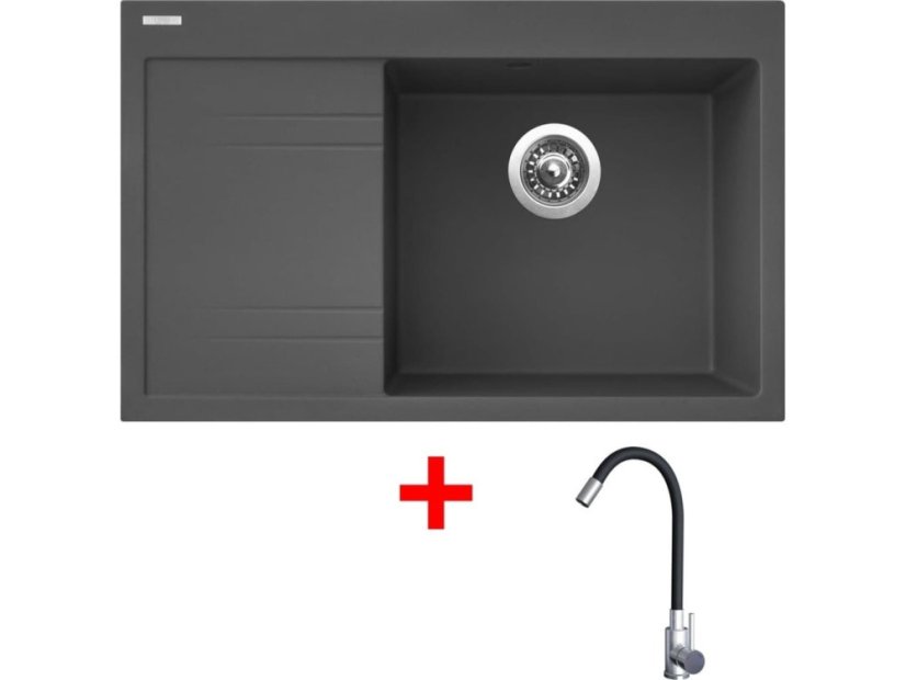 Set Sinks Rim 780 P Titanium + Elasta nerez/černá