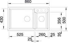 Granitový drez Blanco METRA 9 sivá vulkan