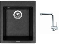 Set Sinks CUBE 410 Granblack + baterie Sinks MIX 3 chrom Set Sinks CUBE 410 Granblack + baterie Sinks MIX 3 chrom