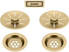 Odtoková sada InFino s přepadem C-overflow, saténově zlatá Gold Edition pro dva dřezy