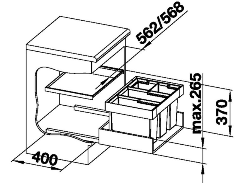 Odpadkový koš Blanco Flexon II 60/4 nákres