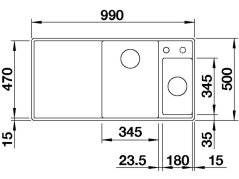 Granitový dřez Blanco AXIA III 6 S-F InFino antracit dřev.kráj.deska dřez vpravo s exc.